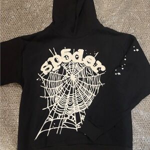 Spyder Black Crewneck Sweater with Web Design